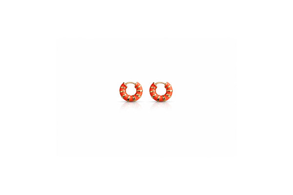 Coral Enamel Huggie Hoops