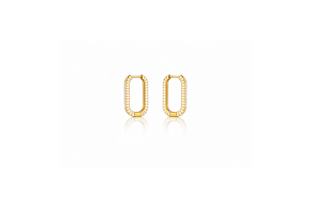 Rectangular white chain earrings