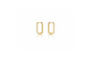 Rectangular white chain earrings