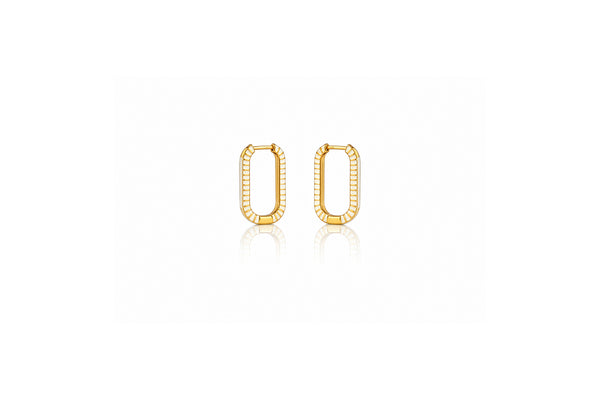 Rectangular white chain earrings