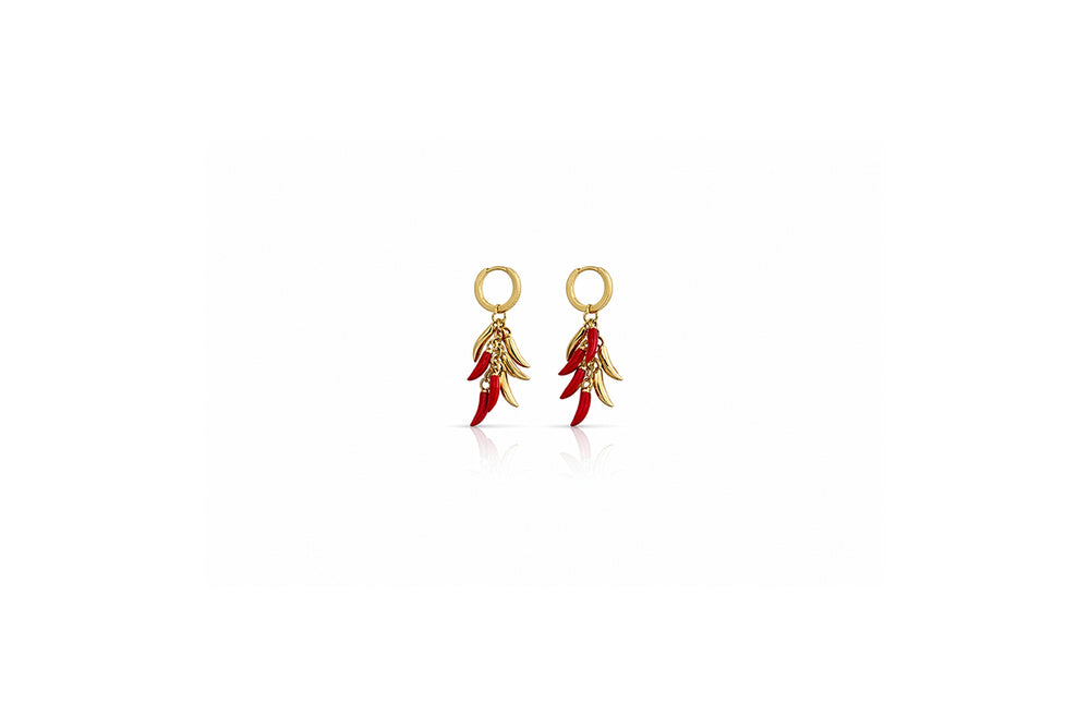 Red Chili Charm Hoops