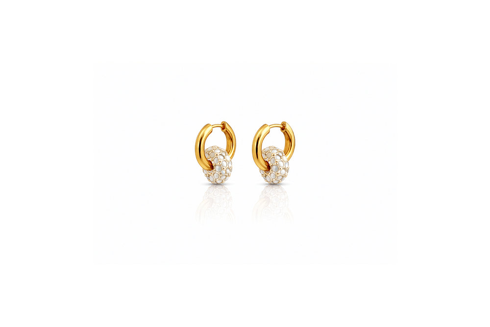 Pearl Pavé Hoop Earrings