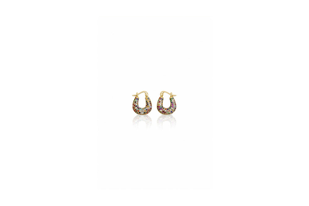 Multicolor Crystal Hoop Earrings