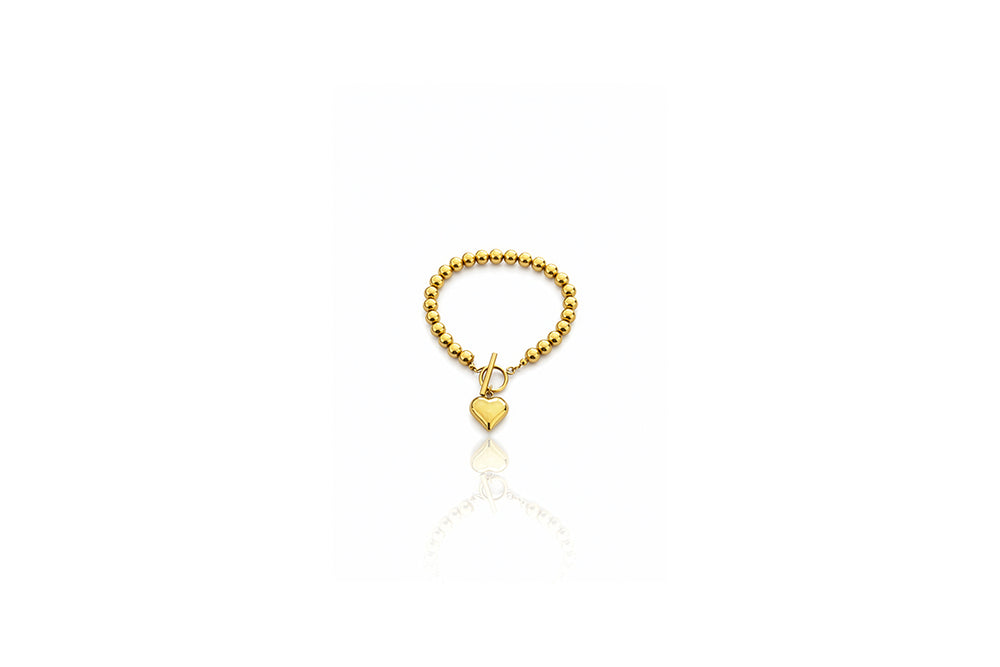 Golden Heart Bead Bracelet