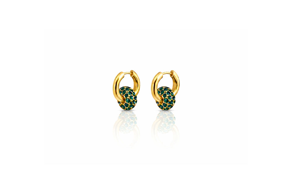 Emerald Pavé Hoop Earrings