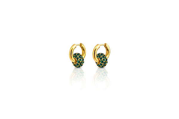 Emerald Pavé Hoop Earrings