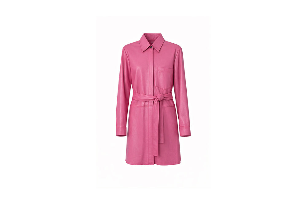 Blush Leather Belted Jacket