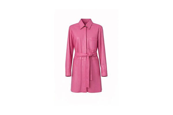 Blush Leather Belted Jacket