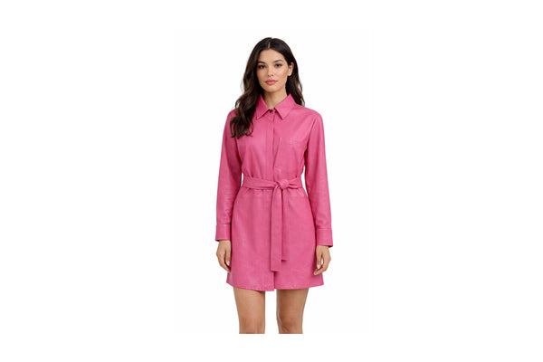 Blush Leather Belted Jacket
