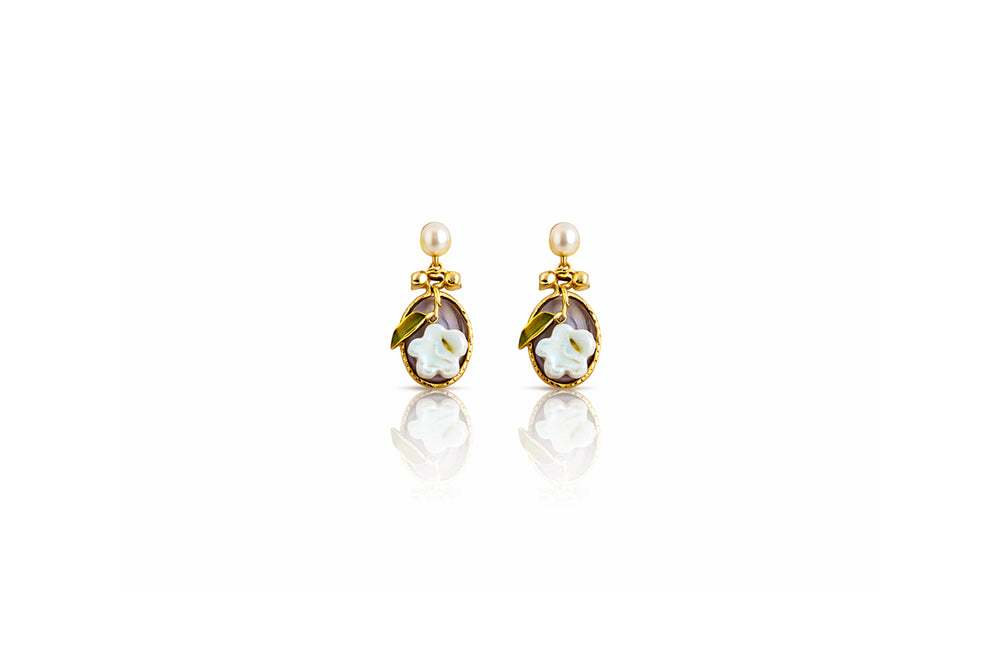 Camellia Cameo Drop Earrings