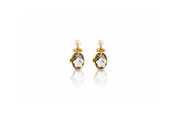 Camellia Cameo Drop Earrings