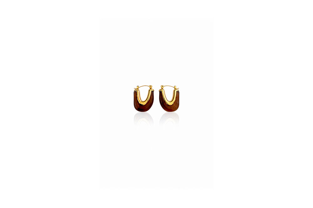 Amber Enamel U-Hoop Earrings