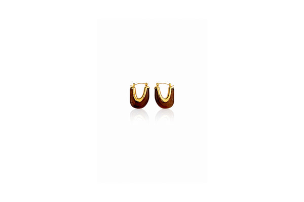 Amber Enamel U-Hoop Earrings