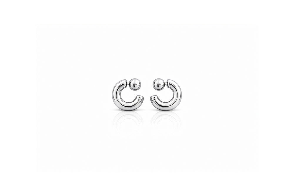 Silver Sculptural Hoop Earrings