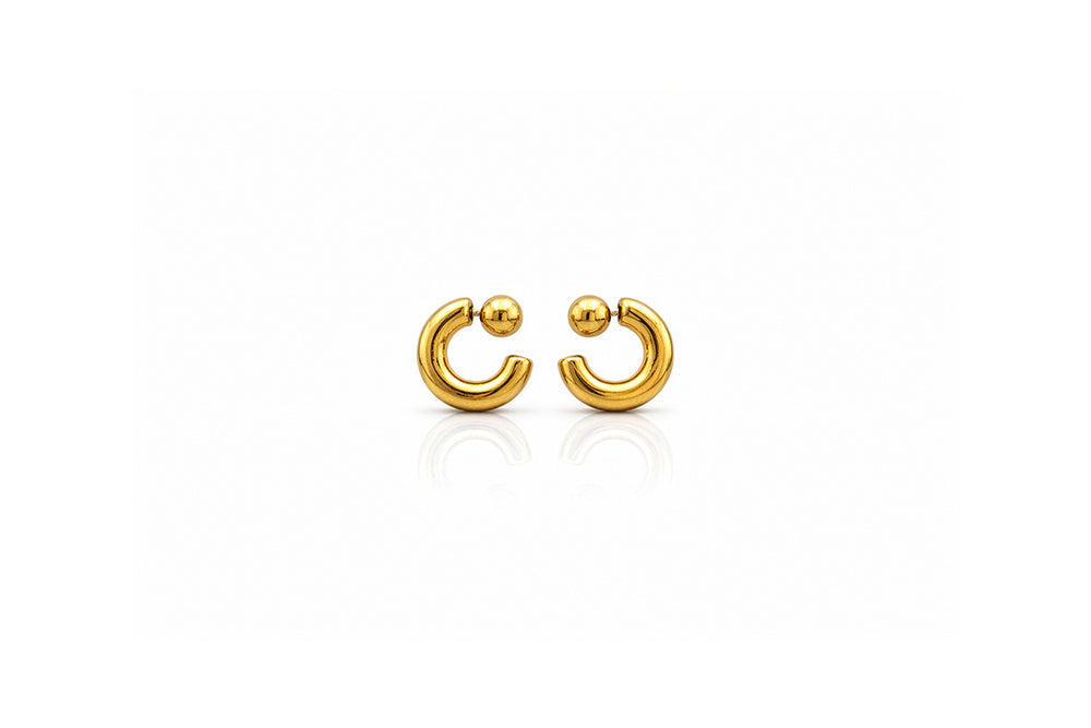Gold Sphere Hoop Earrings