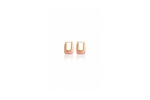 Blush Enamel U-Hoop Earrings