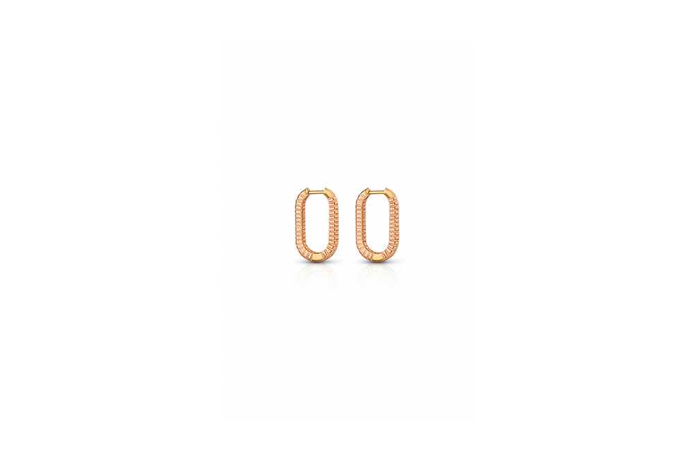 Ribbed Oval Hoop Earrings