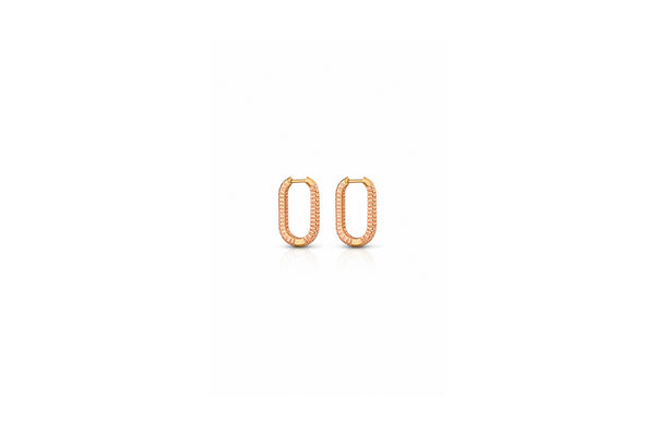 Ribbed Oval Hoop Earrings