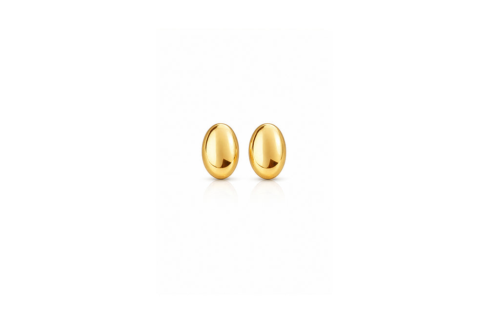 Golden Oval Stud Earrings