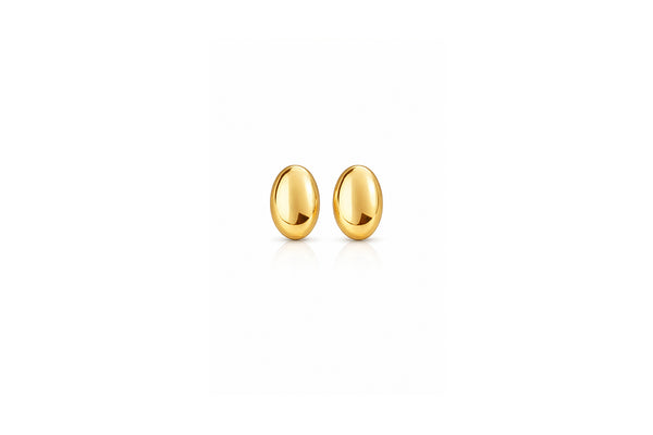 Golden Oval Stud Earrings