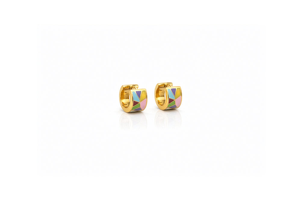 Mosaic Enamel Hoop Earrings