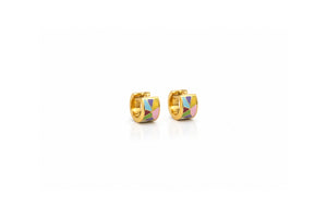 Mosaic Enamel Hoop Earrings