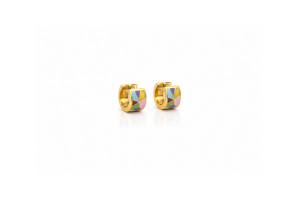 Mosaic Enamel Hoop Earrings