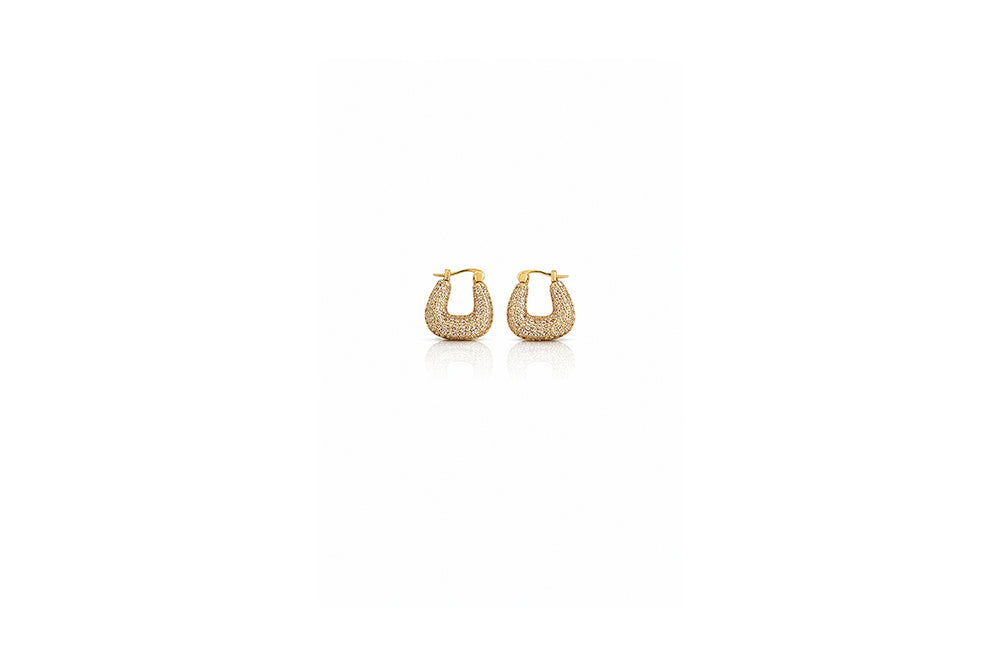 Golden Pavé U-Hoop Earrings