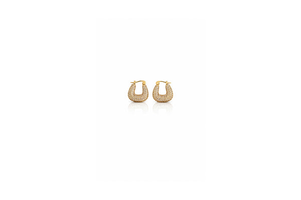 Golden Pavé U-Hoop Earrings