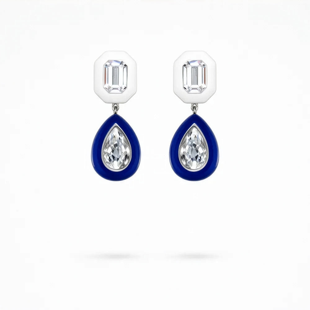 gemstone duo drop earrings