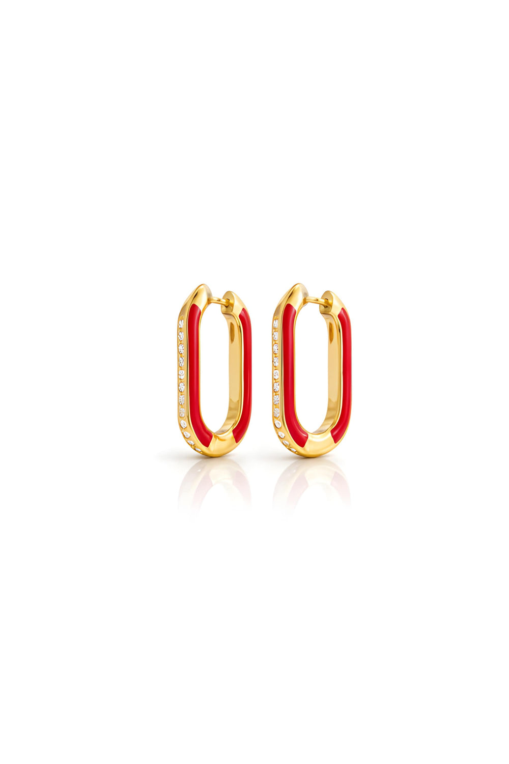 Red Chain Hoop Earrings
