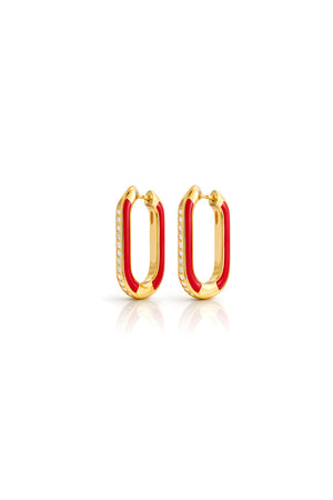 Red Chain Hoop Earrings