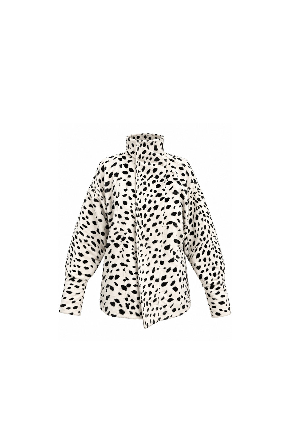 Noor Azhari ivory spotted faux-fur jacket