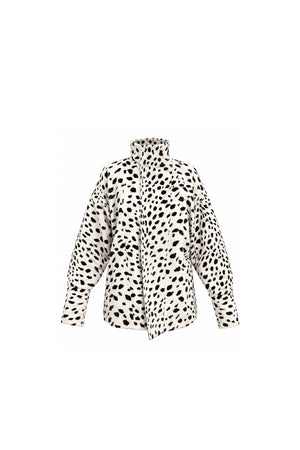 Noor Azhari ivory spotted faux-fur jacket