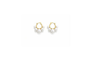 Pearl Cluster Hoop Earrings