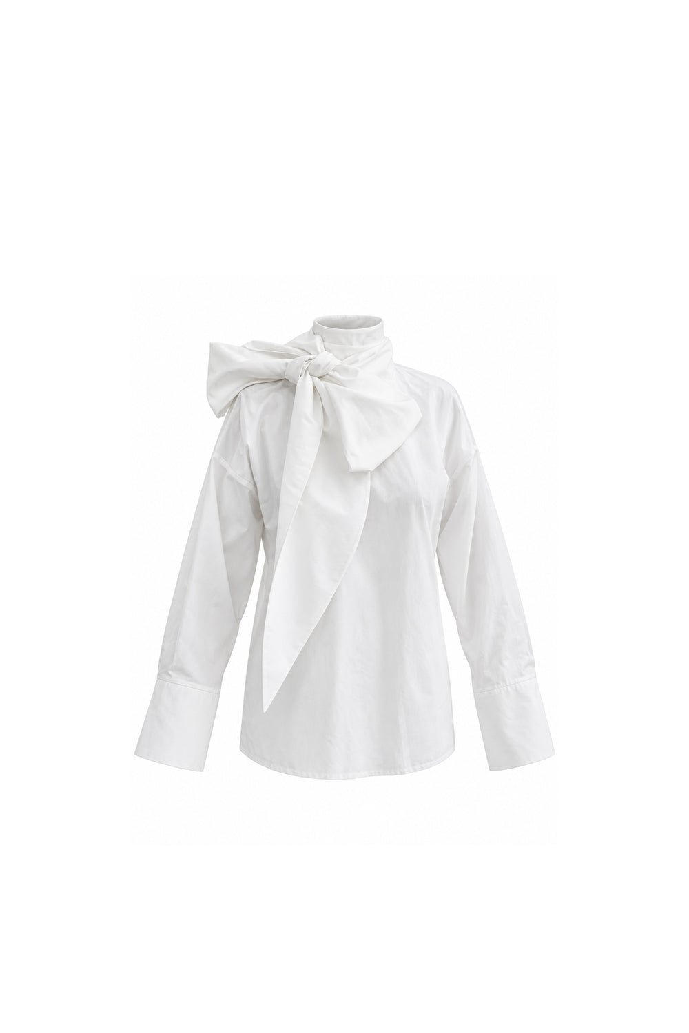Noor Azhari white cotton blouse with oversized bow